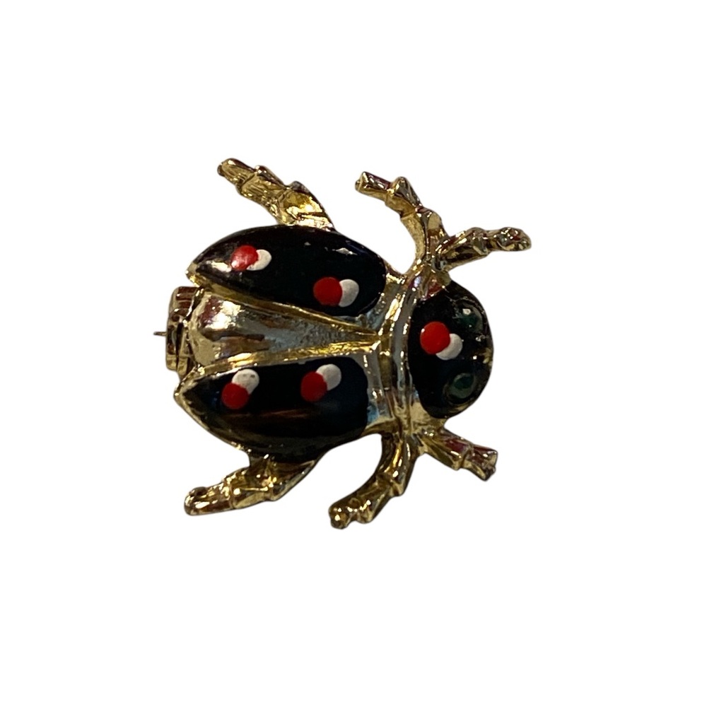 Gold and Black Ladybug Brooch